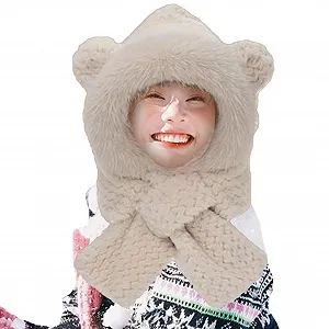 Шапка-ушанка Медвежонок Uoqpty с кроличьими ушками - Фото 1