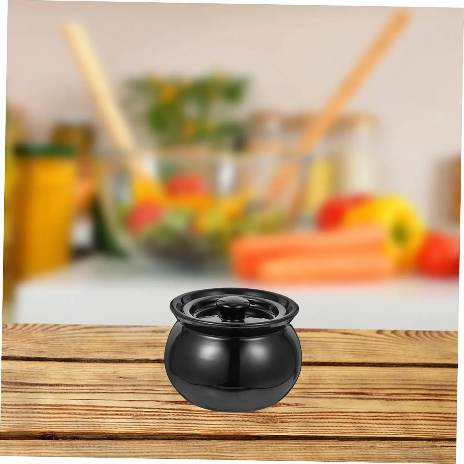 Набор кастрюль для супа Cabilock 3 шт. Керамические Жаропрочные Черные с Ручками, фото №4