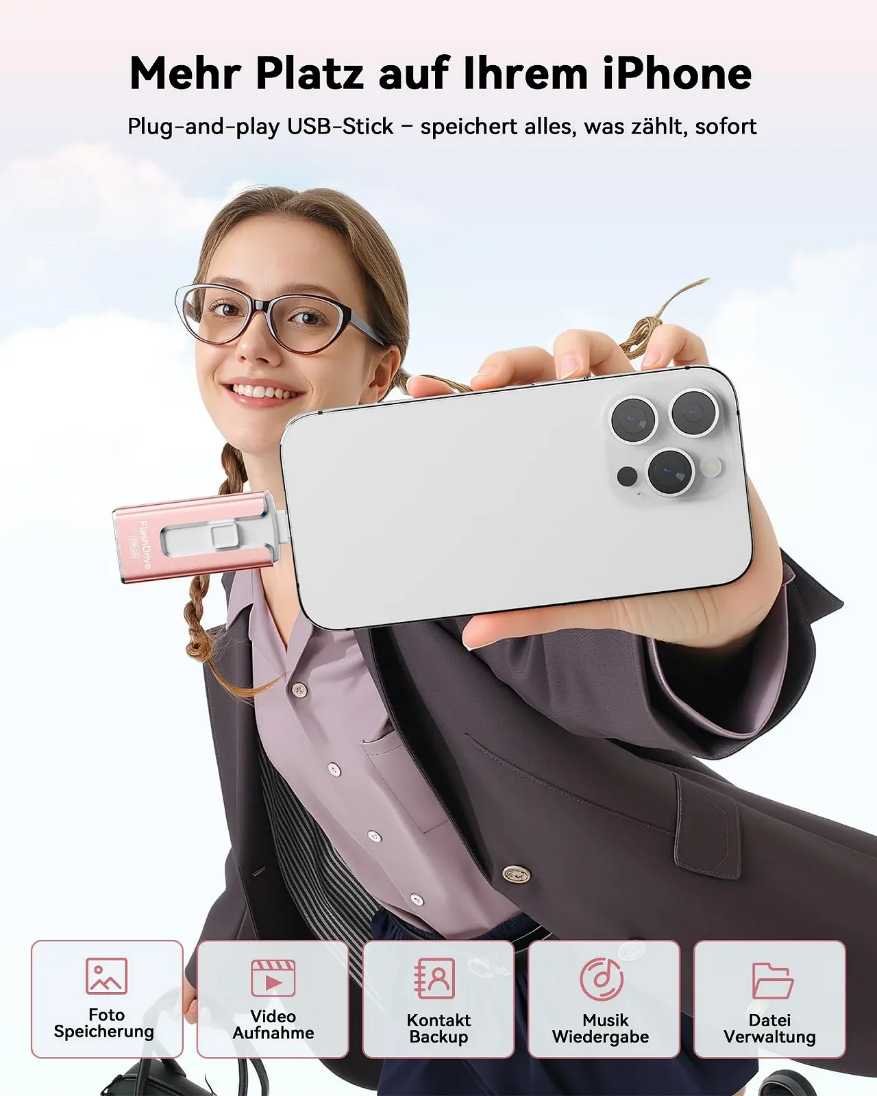 USB-флеш-накопичувач SUDEHO 3-in-1 256 GB Pink, фото №4 USB-флеш-накопичувач SUDEHO 3-in-1 256 GB Pink, фото №4