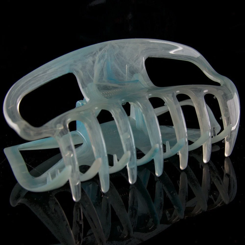 Заколка для волос большая с открытыми сторонами WeLoveBeads 10 см голубая, фото №1