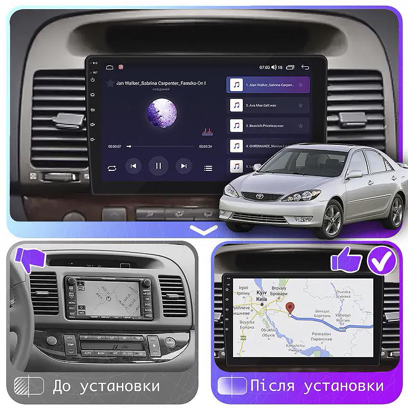 Штатна магнітола Lesko для Toyota Camry V XV30 Рестайлинг 2004-2006 екран 9 4/32Gb 4G Wi-Fi GPS Top, фото №3