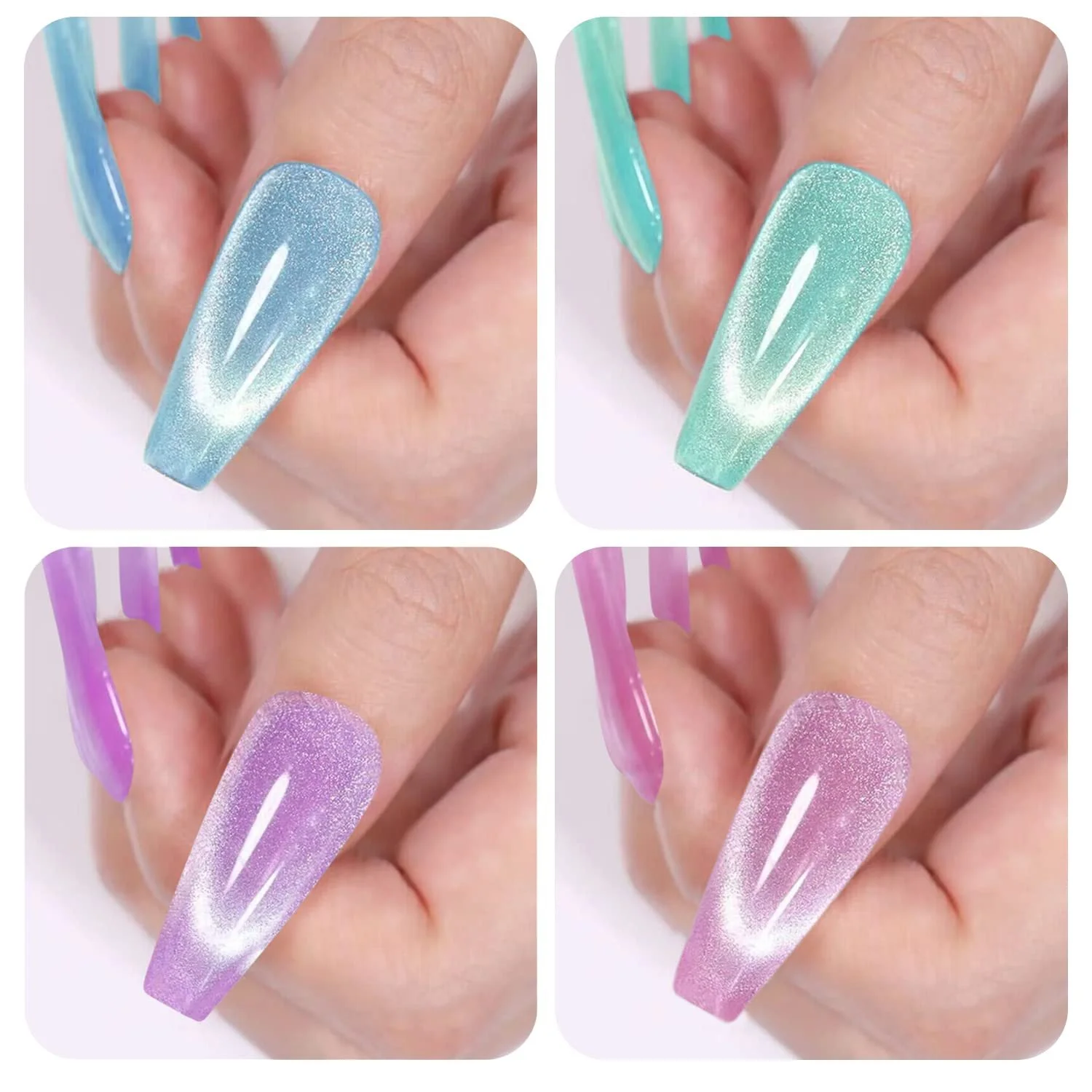 Гель-лак Vishine Магнітний, набір з 4 голографічних Cat Eye 8 мл, фото №4