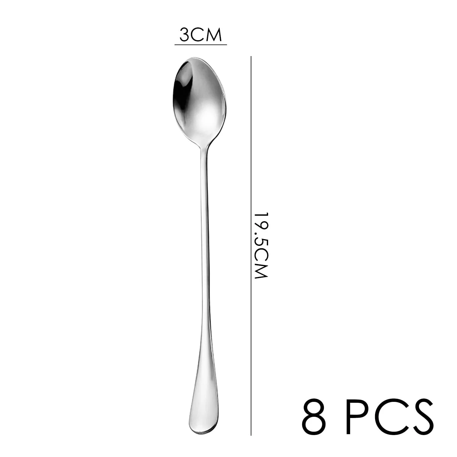 Ложка для макіято з нержавіючої сталі (8 шт.) Довга ручка, фото №2