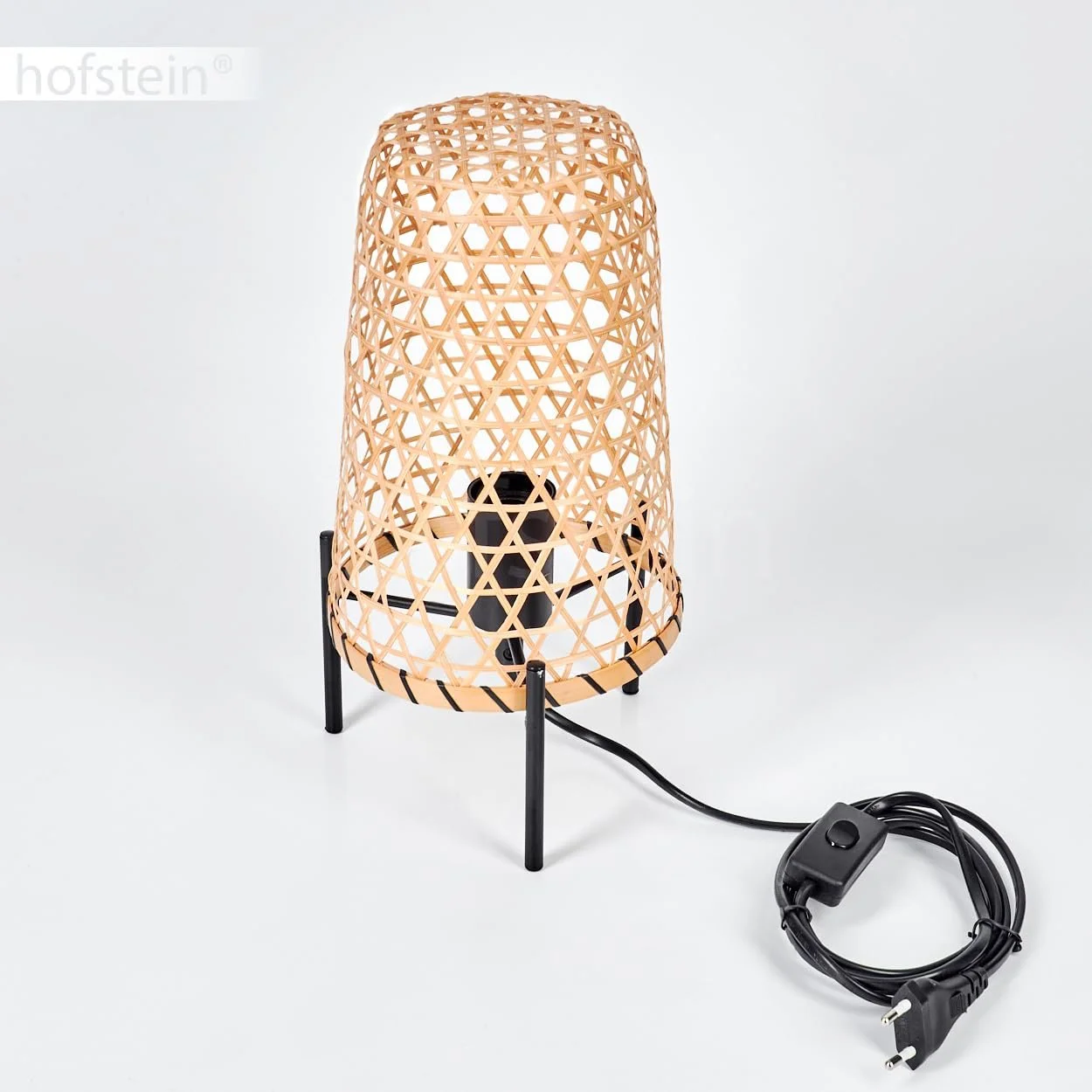 Настільна лампа Bauro Modern Boho Metal/Rattan 1 x E27 Чорний/Натуральний, фото №6