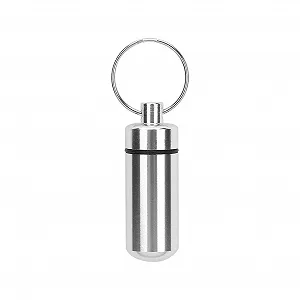 Футляр для таблеток кишеньковий, малий, водонепроникний, міні, алюмінієвий, з брелоком для ключів, для ліків, для подорожей, кемпінгу та активного відпочинку - Фото 1