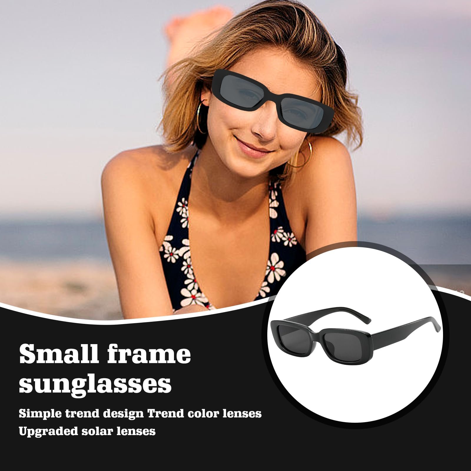 Сонцезахисні окуляри Прямокутні Вінтажні Чорні (16 шт), фото №3