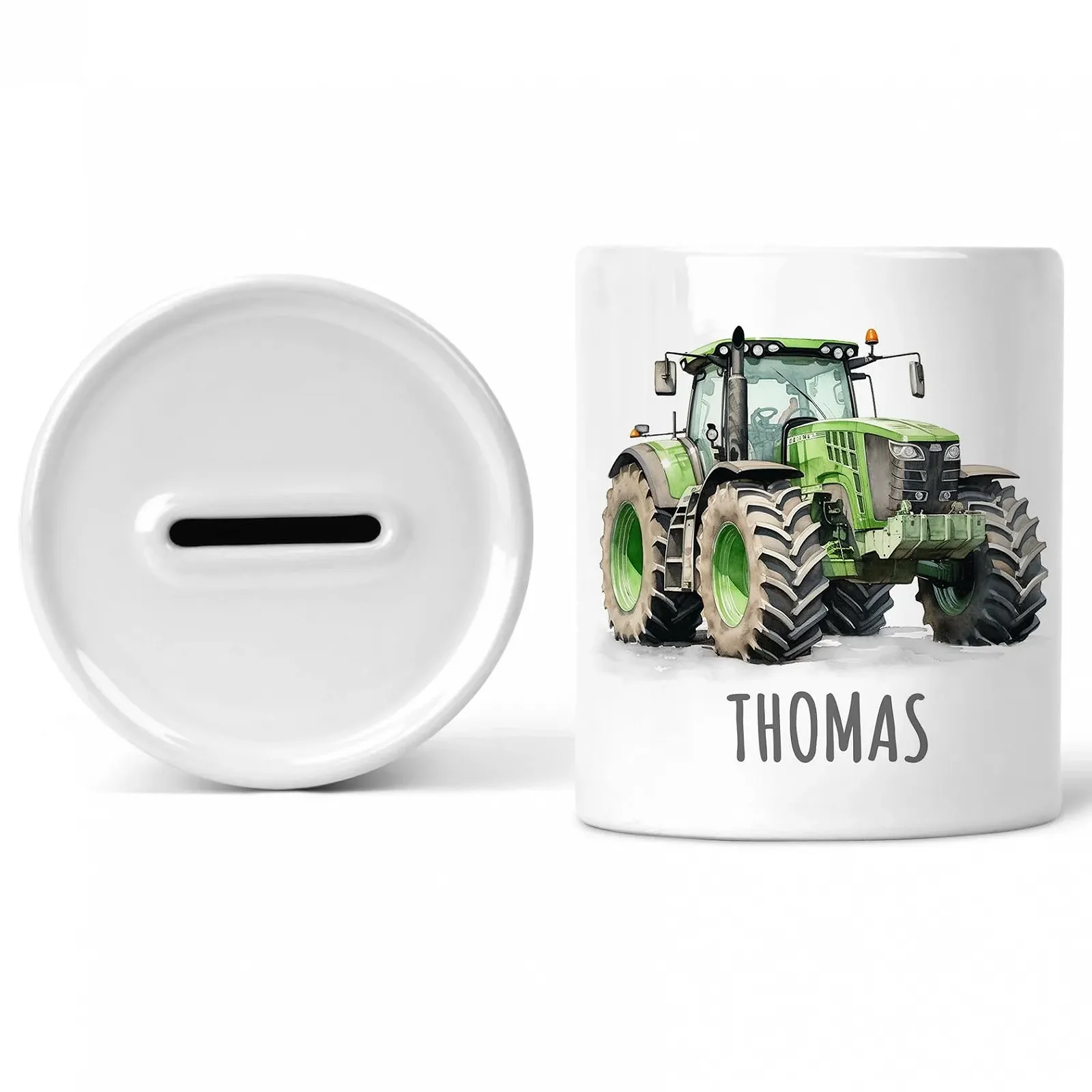 Скарбничка Трактор Керамічна Зелена, фото №7