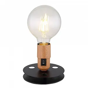 Настольная лампа GLOBO LIGHTING Vintage Индустриальная Без абажура Эффект дерева E27 12 x 9 см Черная - Фото 1