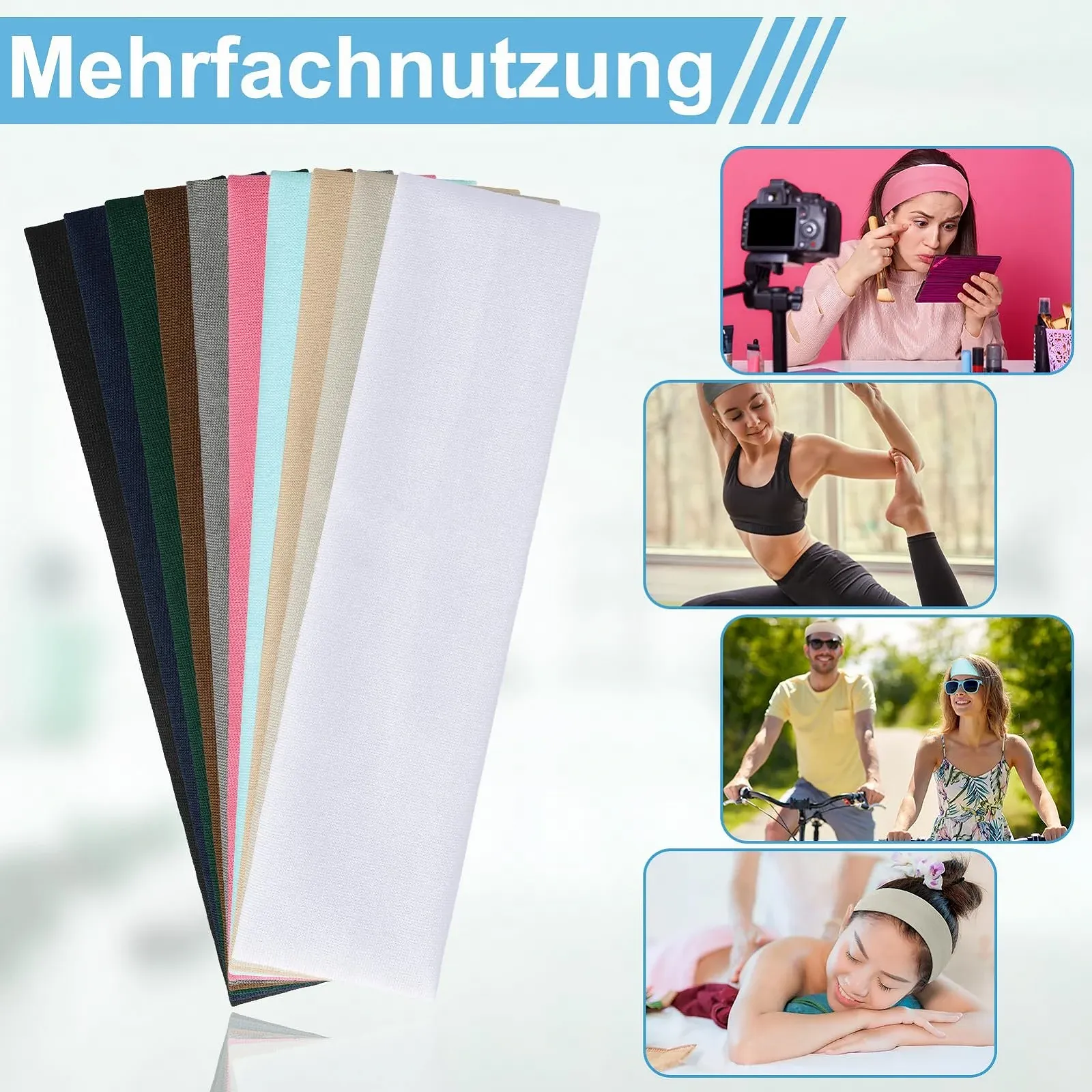 Спортивна Пов'язка на Голову Різні Кольори, Набір 10 штук, фото №6