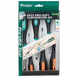 Набор отверток Pro'sKit SD-2301 Two Tone Pro-Soft с ручкой из ABS, магнитной твердостью - Фото 1