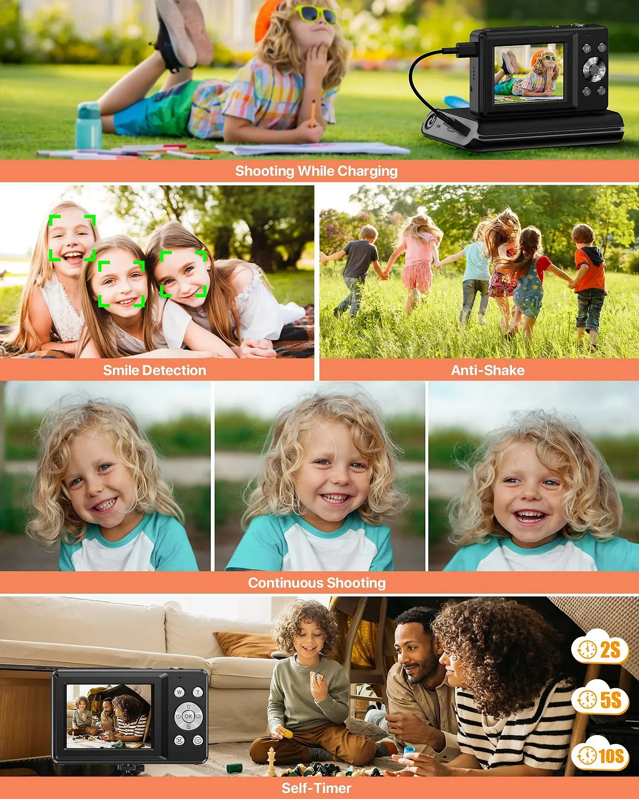 Цифровий компактний фотоапарат 1080P 44MP 2.4" LCD 16x Zoom 32GB Чорний, фото №7