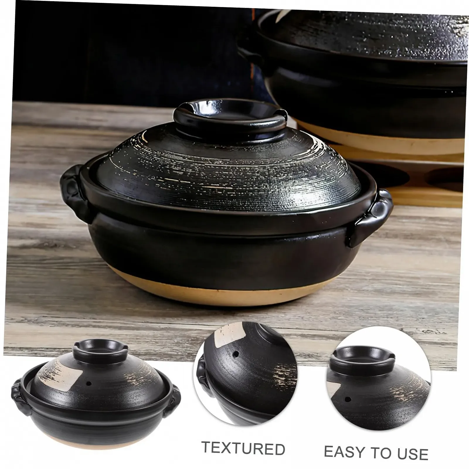 Кастрюля-кесероль керамическая маленькая с двумя ручками антипригарное покрытие 500 мл, фото №8