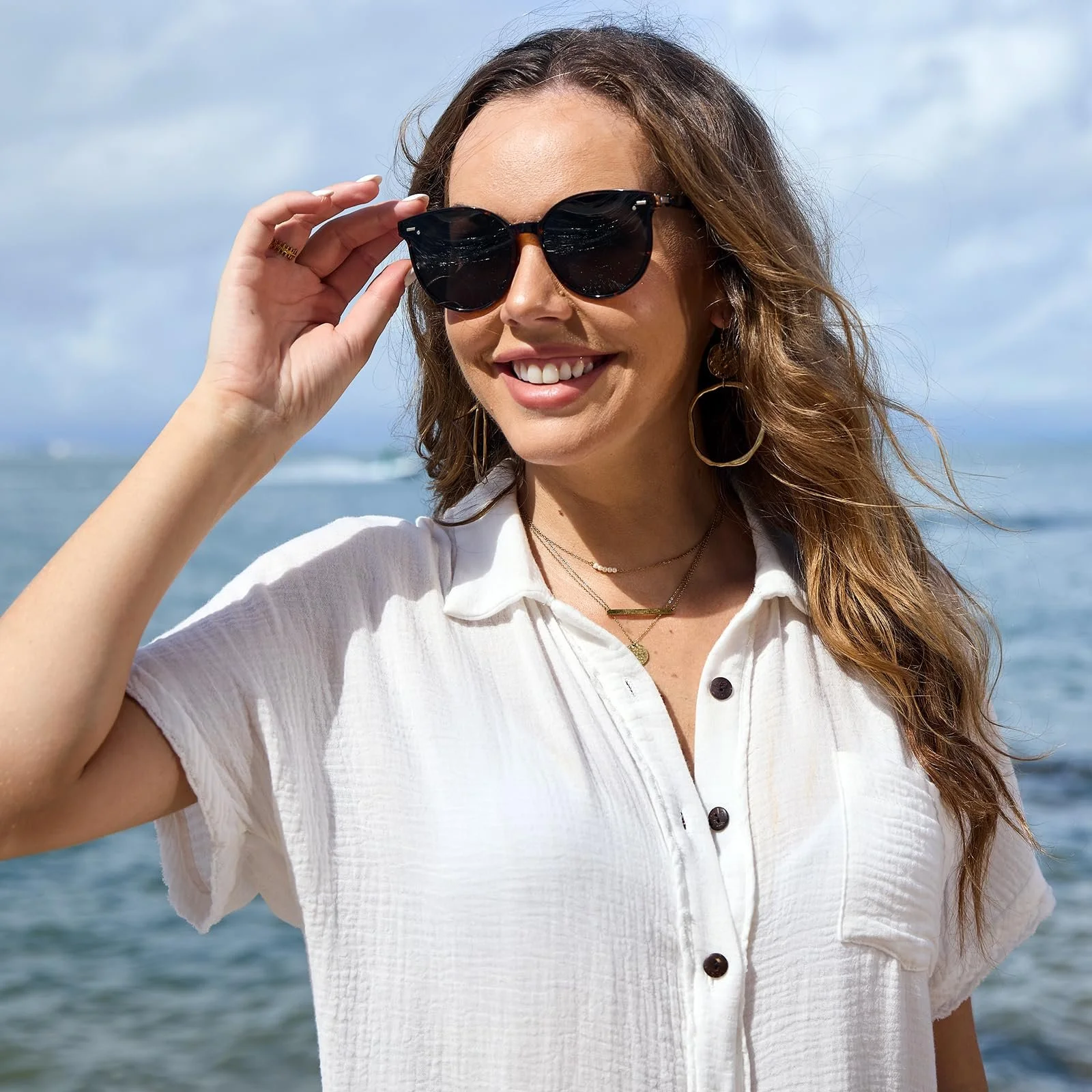 Винтажные Поляризованные Солнцезащитные Очки Arjien для Женщин и Мужчин UV400 Protection, Большие Круглые Очки с Ультралегкой TR90 Оправой, фото №2