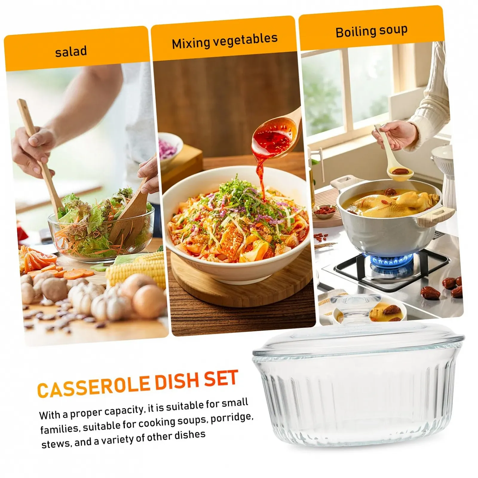 Стеклянная кастрюля Zerodeko с крышкой, термостойкая, боросиликатное стекло, прозрачная, фото №3