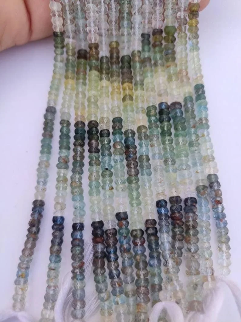 Бусины Круглые Аквамарин Натуральный Многоцветный Граненые 4.5-5 мм, фото №4