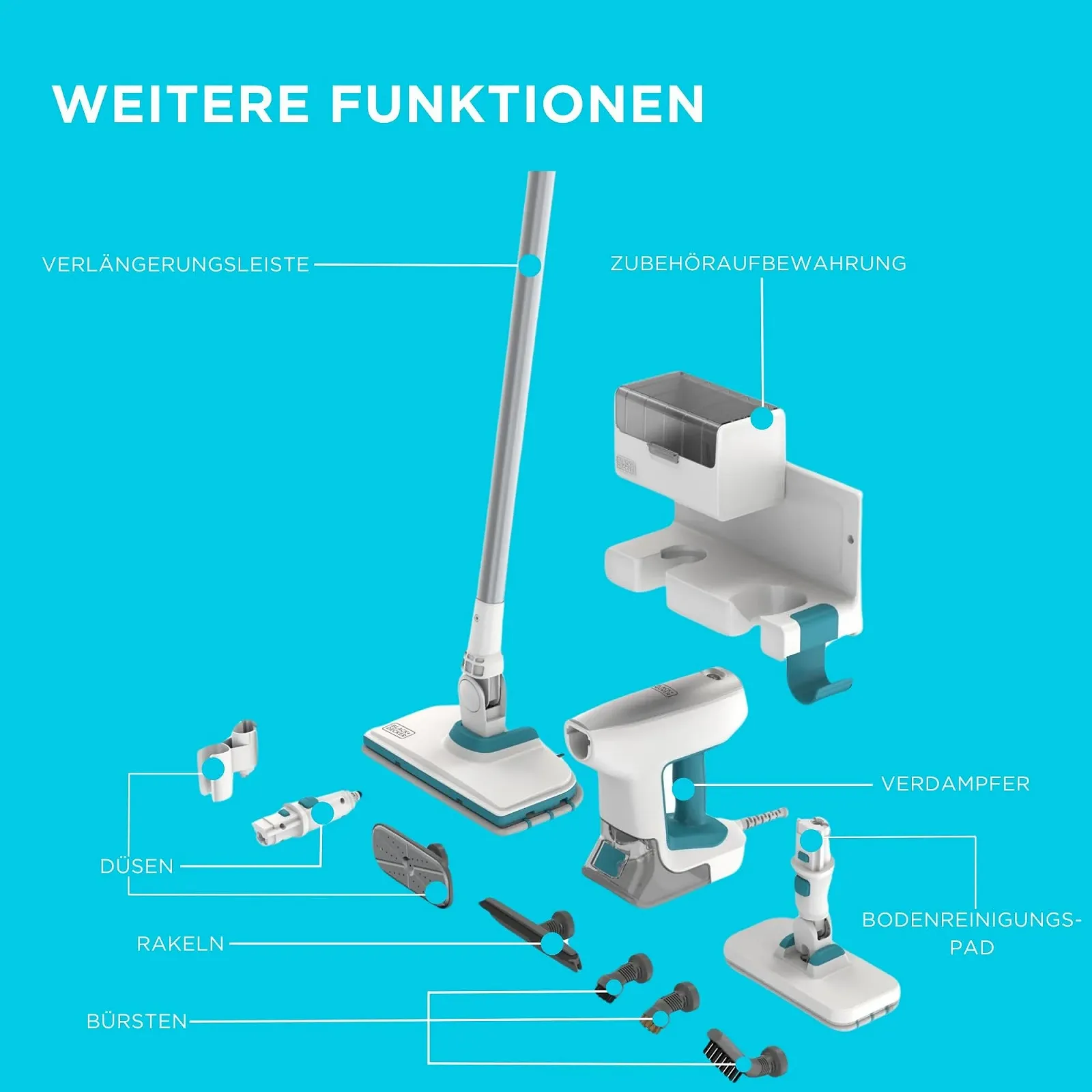 Пароочисник високого тиску BLACK+DECKER Steam Ultra BHSMP2008-QS 2000 Вт 4 бар 8 аксесуарів 1,2 л, фото №11