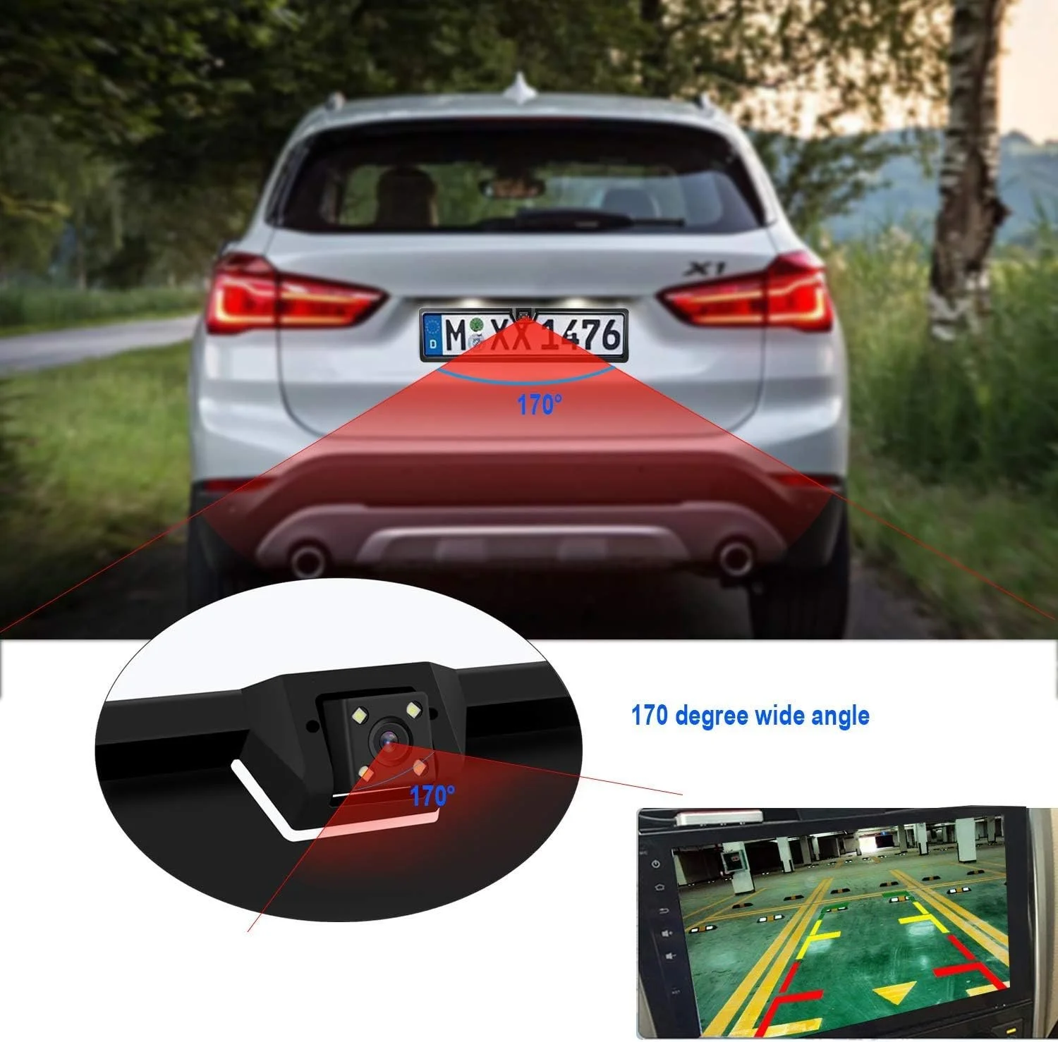 Камера заднього вигляду Wordcam WCLP-1 / HD / 170° / Нічне бачення / IP67 / CMOS / Чорний, фото №3