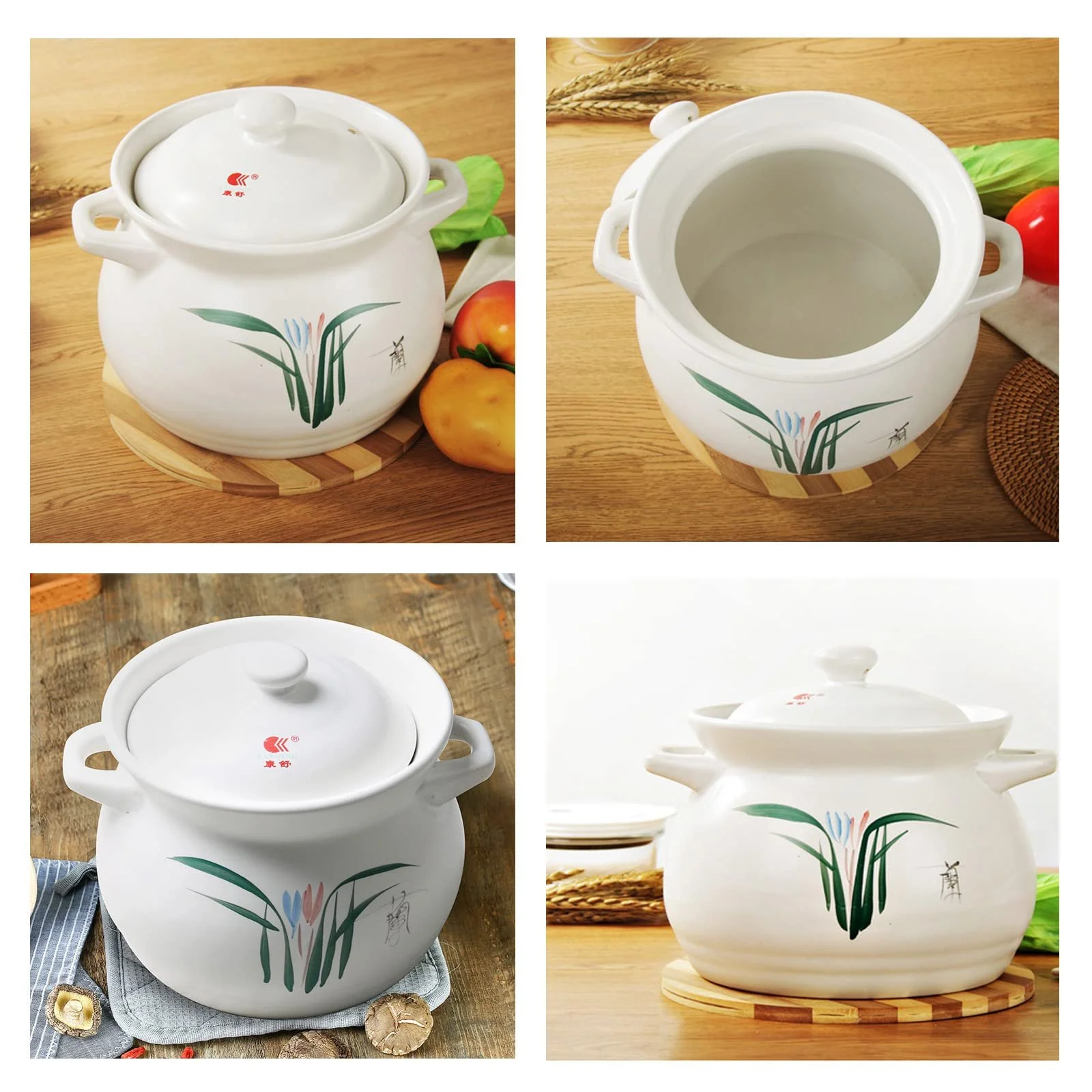 Глиняная кастрюля для запекания в китайском стиле ручной работы термостойкая антипригарная, фото №8