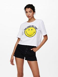 Футболка ONLSMILEY LIFE TOP BO 15232818 Bright  GOOD ONLY Білий S - Фото 1