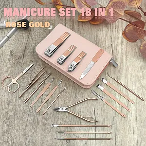Набір для манікюру Professional Nail Clippers Set, 18-в-1 для подорожей і дому Rose Gold synthetic.ua - Фото 1