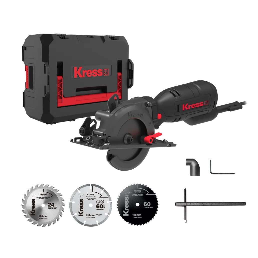 Циркулярная пила Kress KUV12P / 710W / Сетевая / 3700 об/мин / 120 мм диск / Бесщеточная / Черная, фото №1