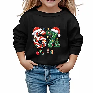 Модний дитячий світшот з принтом літер, круглим вирізом та довгими рукавами - Фото 1