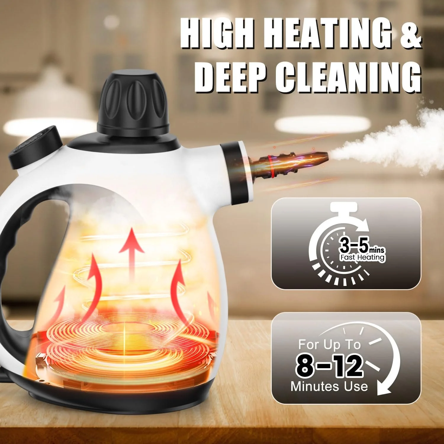 Ручной пароочиститель LAIKORE для дома, портативный, многоцелевой, для глубокой очистки, белый, фото №3