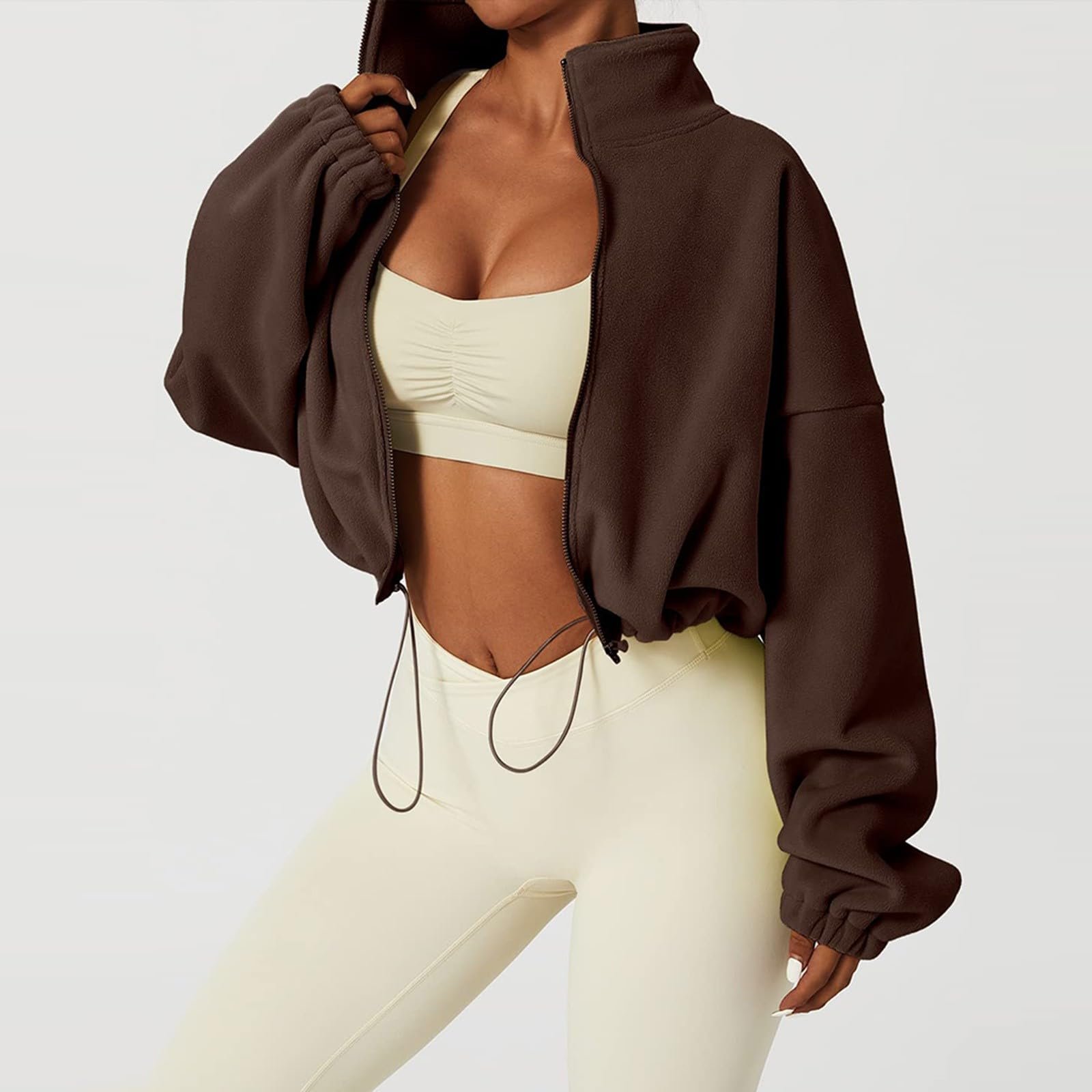 Женская куртка Цветочный узор Кожаная куртка-пальто Женская куртка со стоячим воротником Элегантная куртка на подкладке Переходная куртка с эластичным комфортом для походов, фото №2