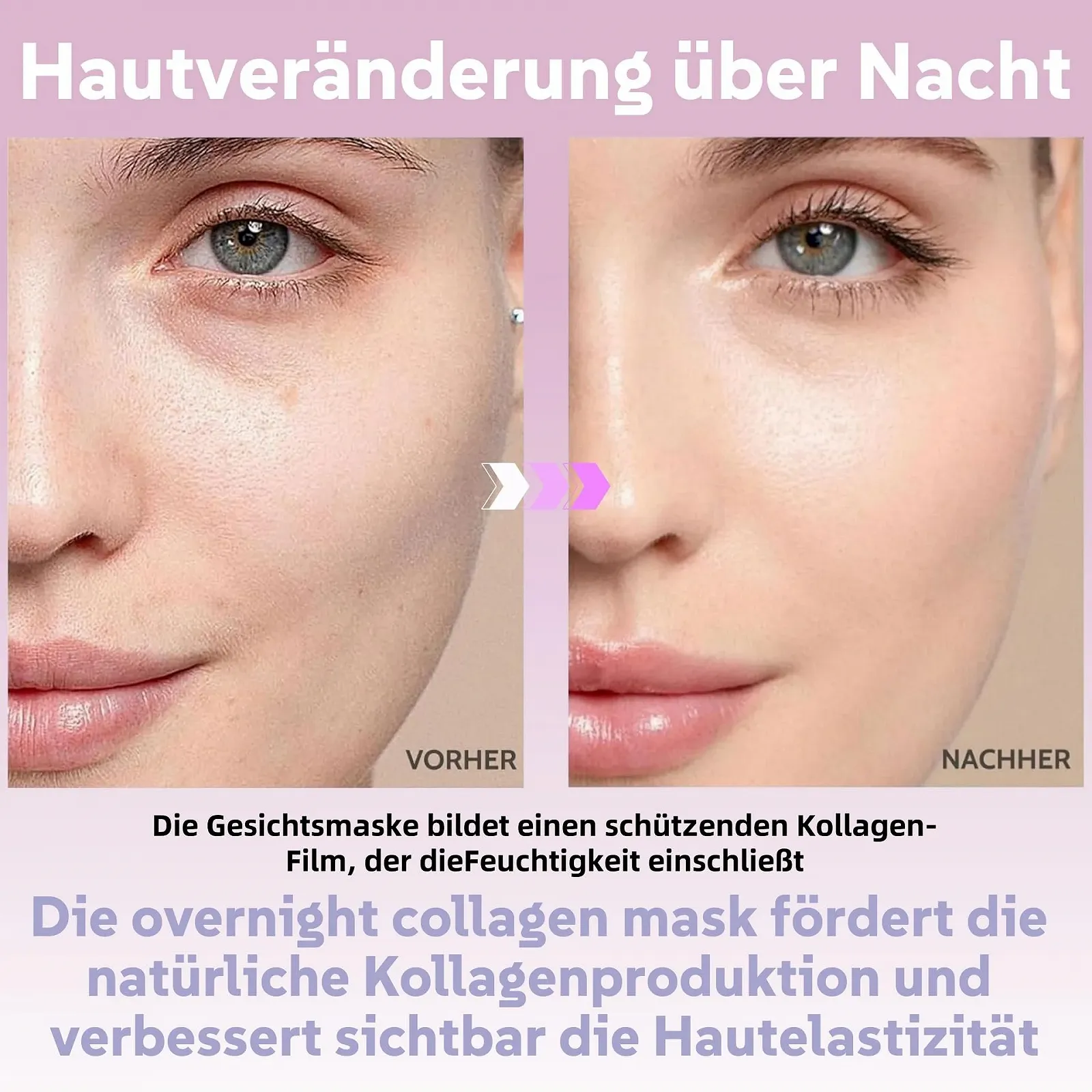 Маска-пленка для лица Коллагеновая маска для ночного использования, маска для лица для удаления пятен, коллагеновая маска, ночная коллагеновая маска, увлажняющая маска для лица с кисточкой, фото №7