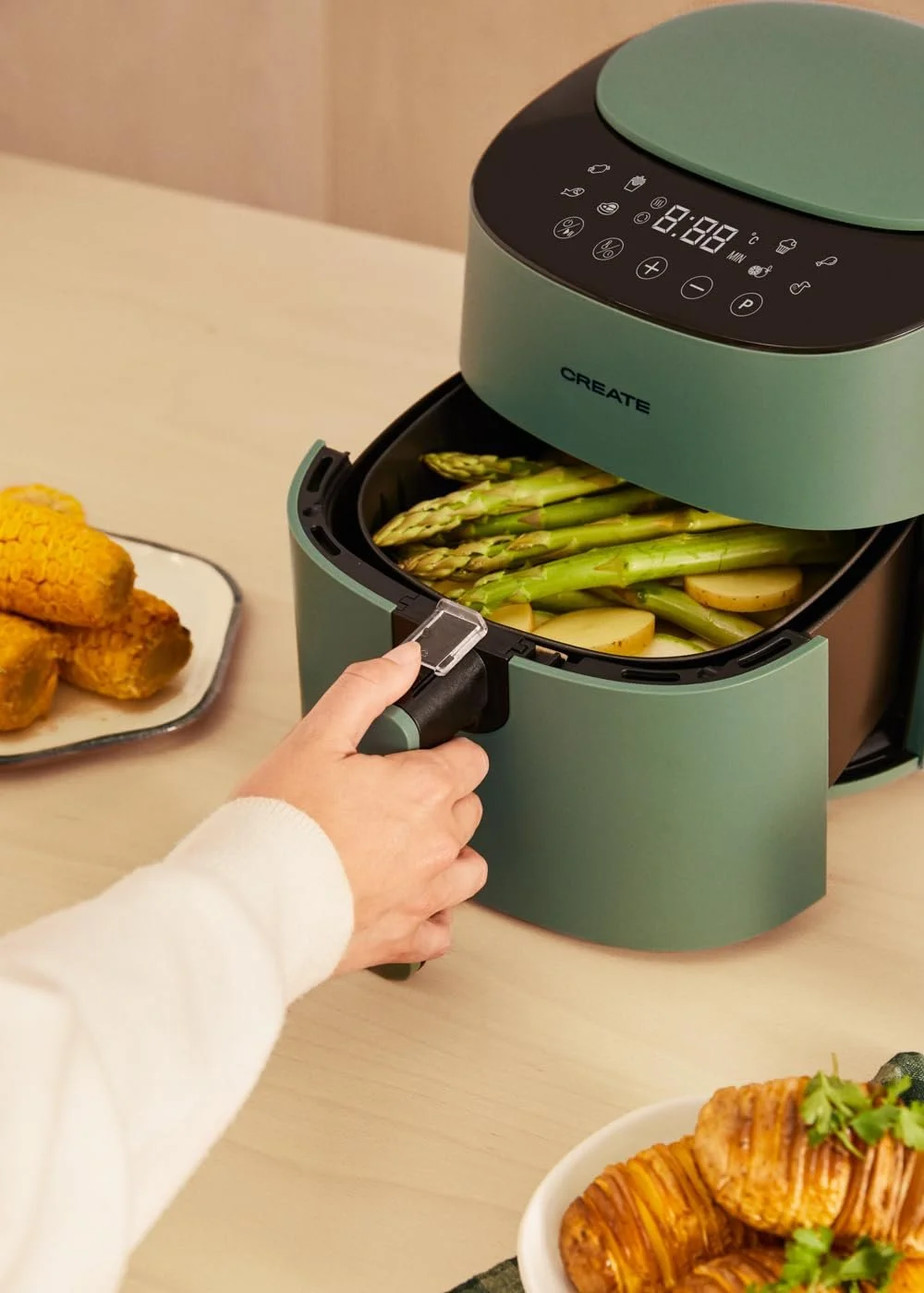 Мультипечь CREATE Fryer Air Pro Compact 3.5 л 8 программ 1300 Вт 360º Air Circulation Шалфейный зеленый, фото №5