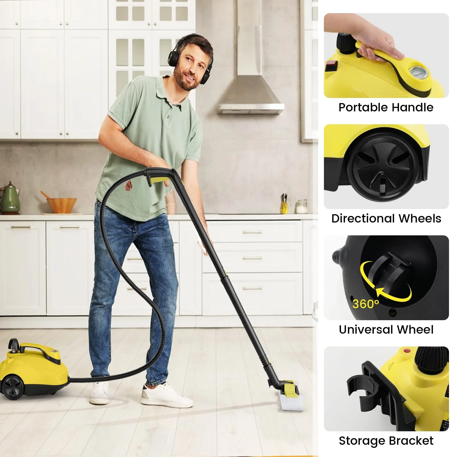 Пароочисник SOARS 2000 W 5 Bar 1.8 L 21 аксесуар Жовтий, фото №8