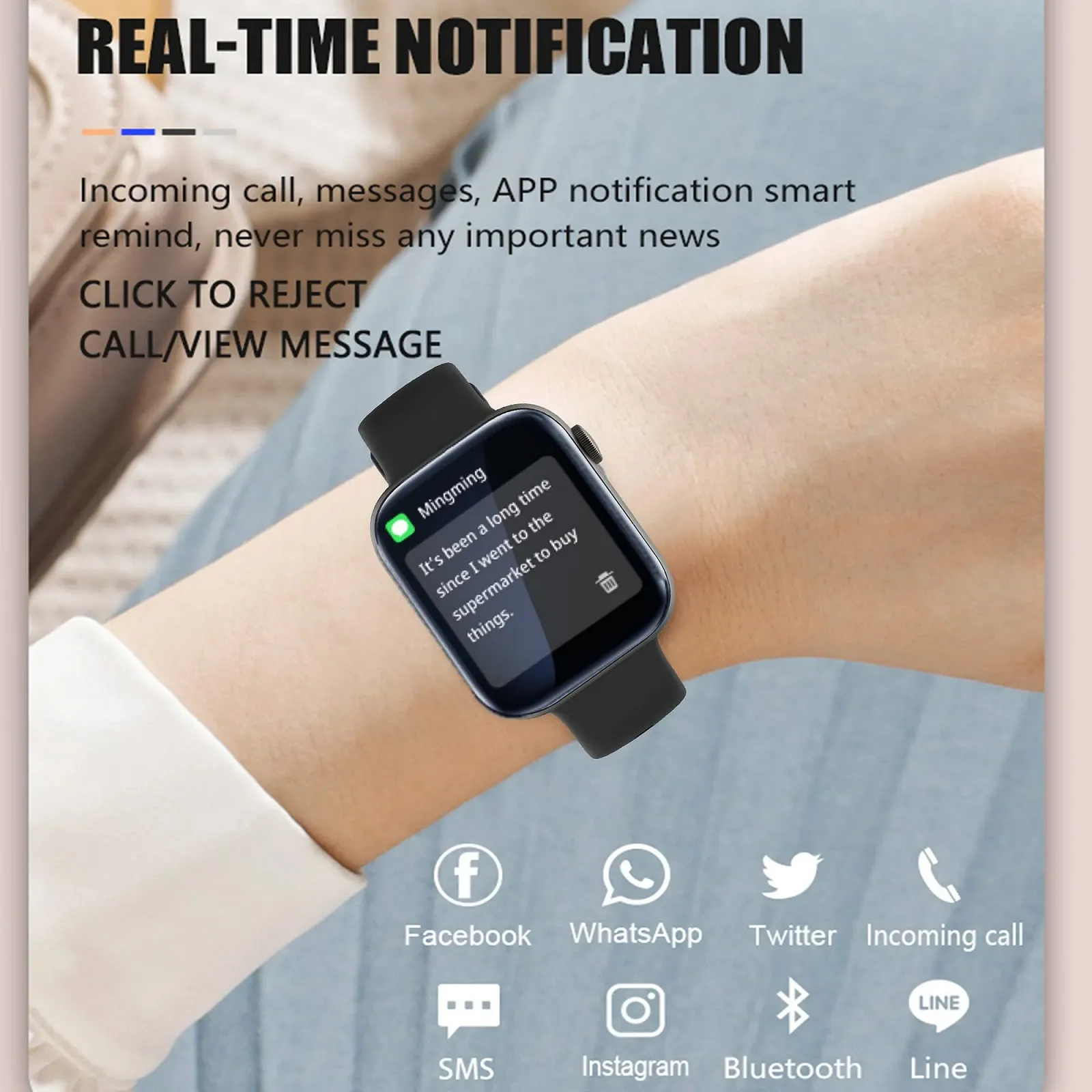 Смарт-годинник Жіночий 1,8 Inch HD Сенсорний екран Монітор серцевого ритму 123 Спортивні режими, фото №6