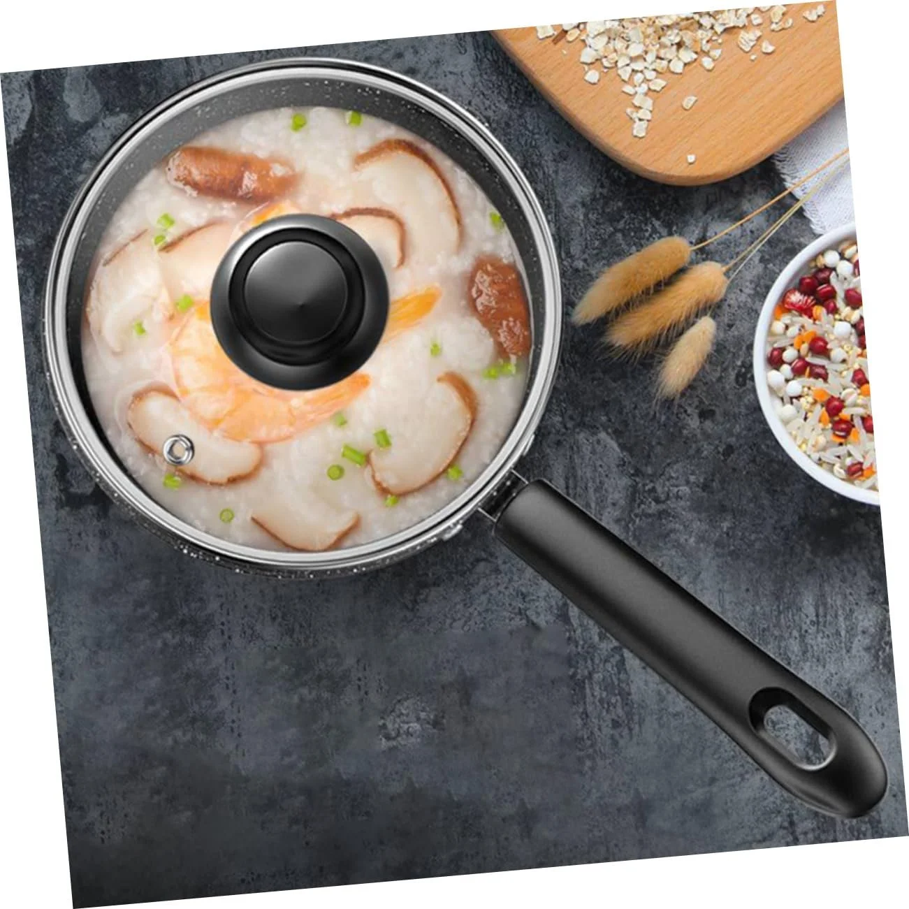 Ківш для молока індукційний антипригарний з покриттям із медичного каменю глибокий з ручкою для підвішування, фото №9