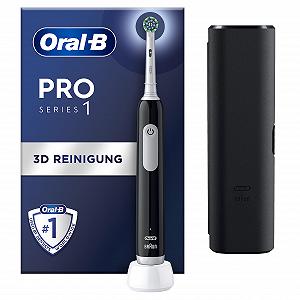 Електрична зубна щітка Oral-B Pro Series 1, 3 режими чищення, датчик тиску, дорожній футляр, чорний - Фото 1