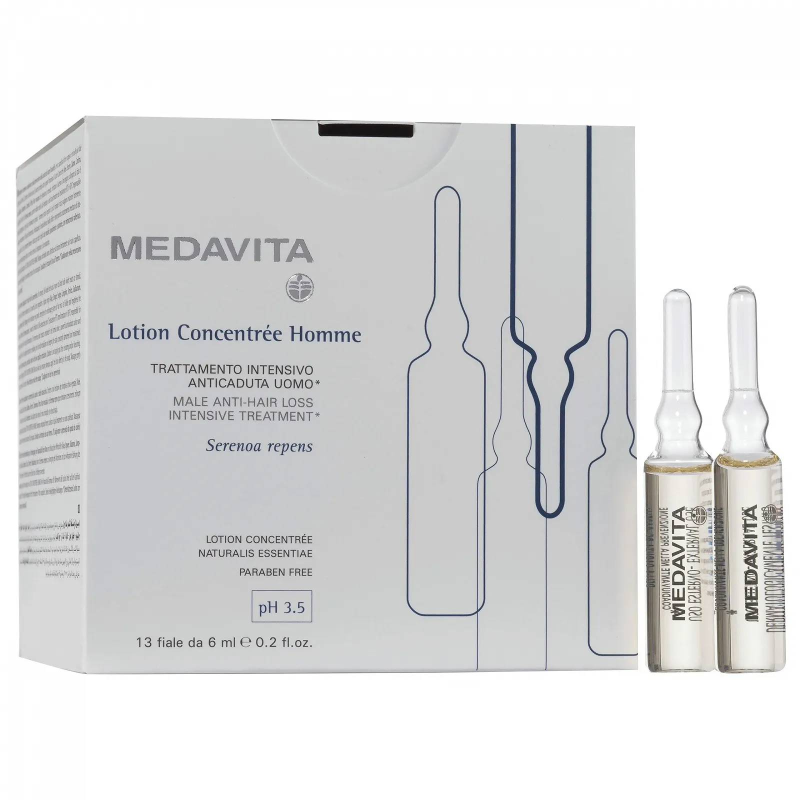 Лосьйон Medavita Scalp Lotion Concentree Homme Інтенсивний засіб проти випадіння волосся pH 3.5 13x6мл, фото №1