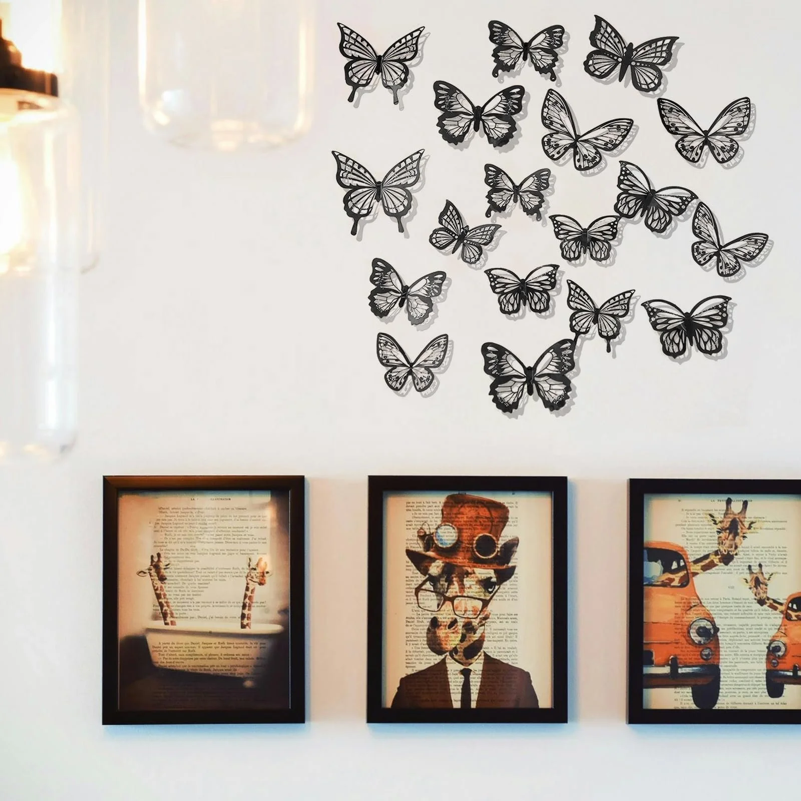 Набір наклейок на стіну 3D Метелики 36 штук Чорний та білий, фото №3