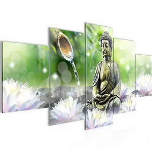 Картина Runa Art Feng Shui Buddha 200 x 100 см 5 шт. XXL Зелена 018251a - Фото 1