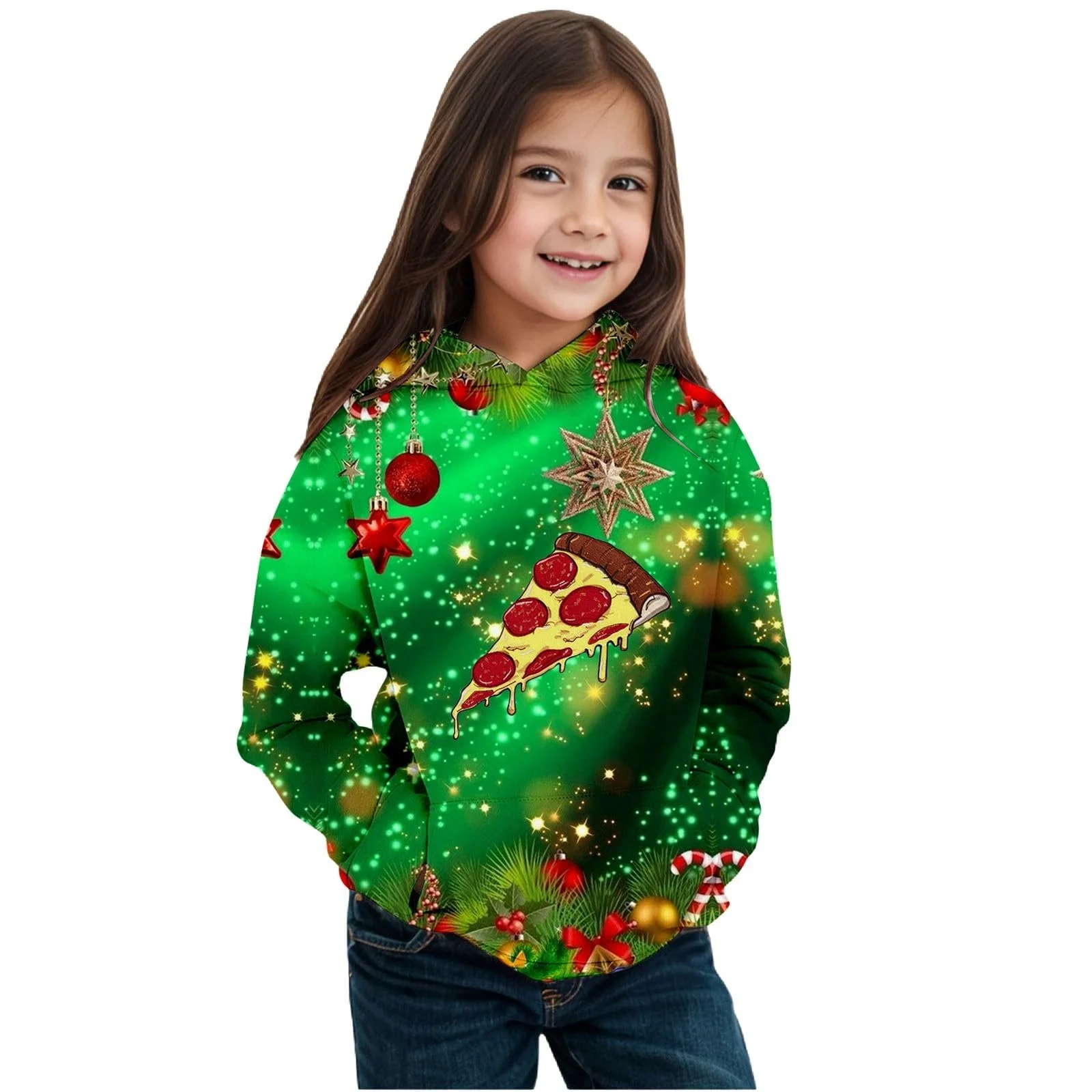 Рождественский свитер для мальчиков и девочек, принт, длинный рукав, теплый флисовый пуловер, праздничный новогодний наряд, фото №1