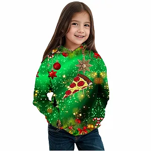 Рождественский свитер для мальчиков и девочек, принт, длинный рукав, теплый флисовый пуловер, праздничный новогодний наряд - Фото 1