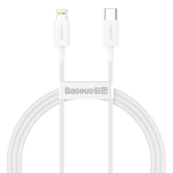 Кабель Baseus для быстрой зарядки Yowin Type-C на iP PD Lightning 20W USB 1м белый, фото №6