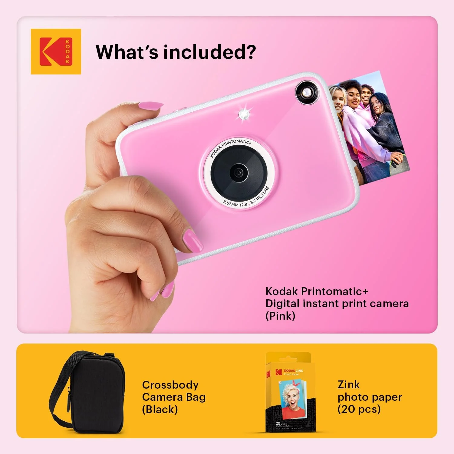 Цифровая фотокамера мгновенной печати Kodak Printomatic+ Starter Kit 10MP RGB LED Pink, фото №2