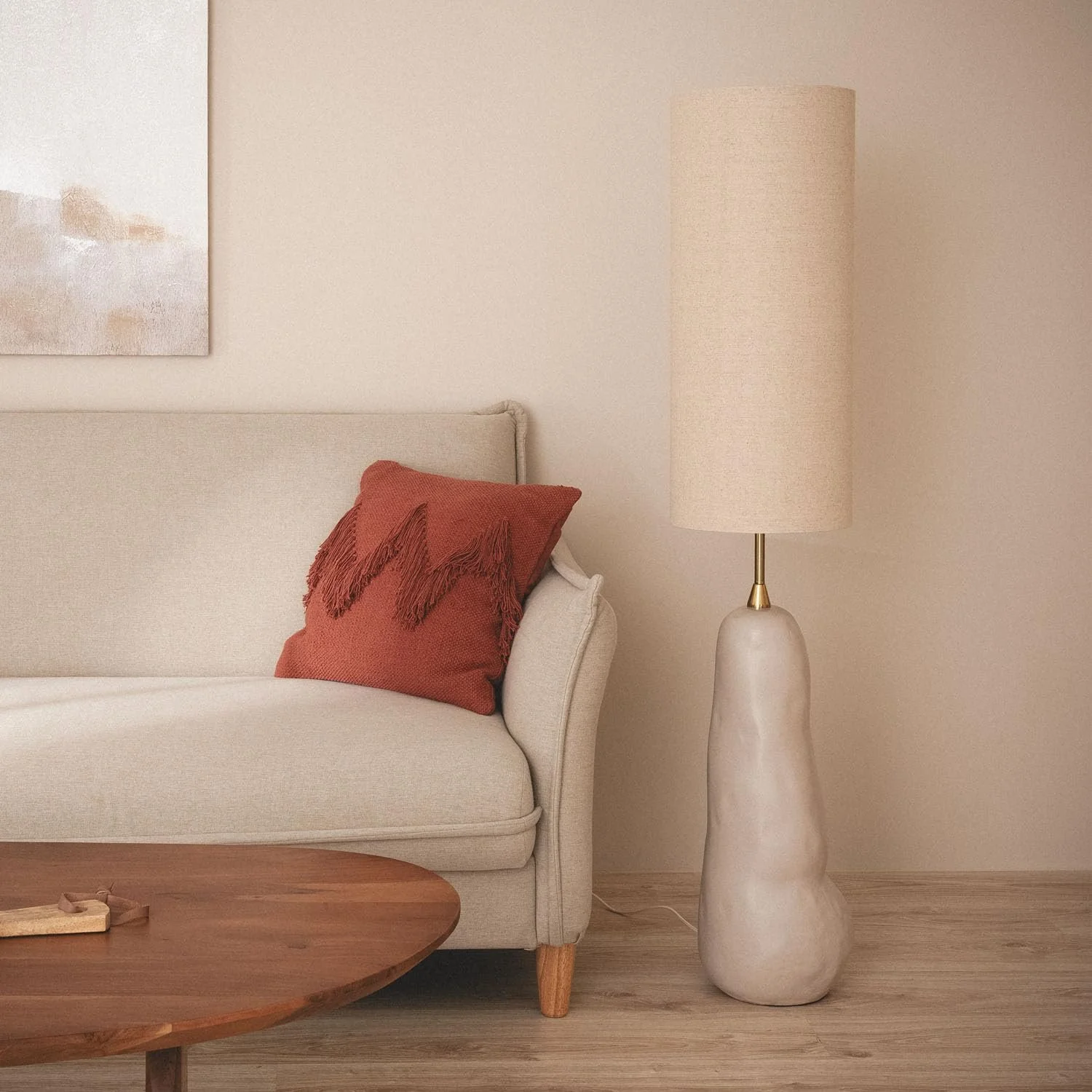 Настільна світлодіодна лампа LEDKIA LIGHTING Bryony кераміка та тканина сіро-коричневий, фото №3