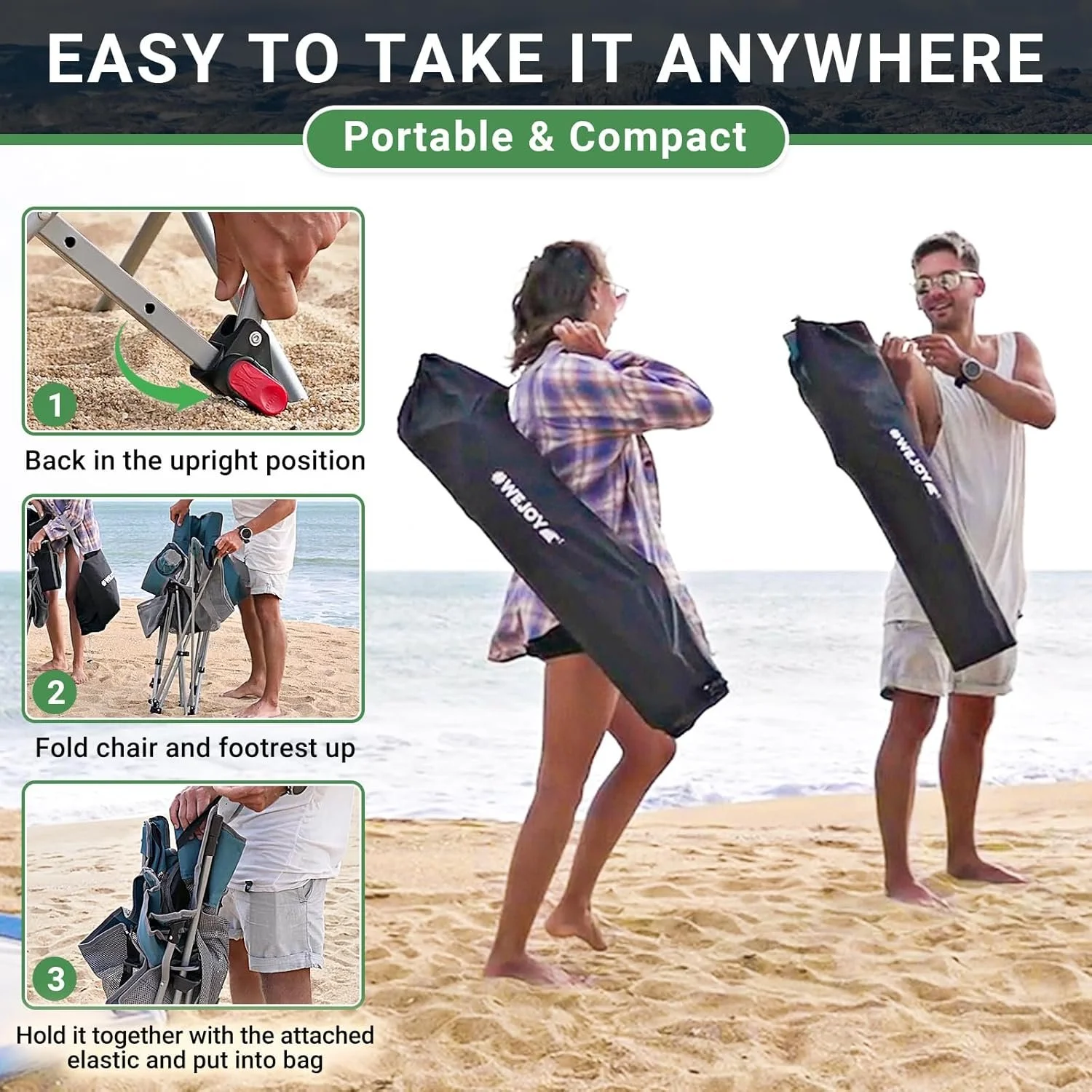 Розкладне крісло для кемпінгу #WEJOY Cyan Mesh 2 в 1 / до 136 кг / Блакитний, фото №8 Розкладне крісло для кемпінгу #WEJOY Cyan Mesh 2 в 1 / до 136 кг / Блакитний, фото №8