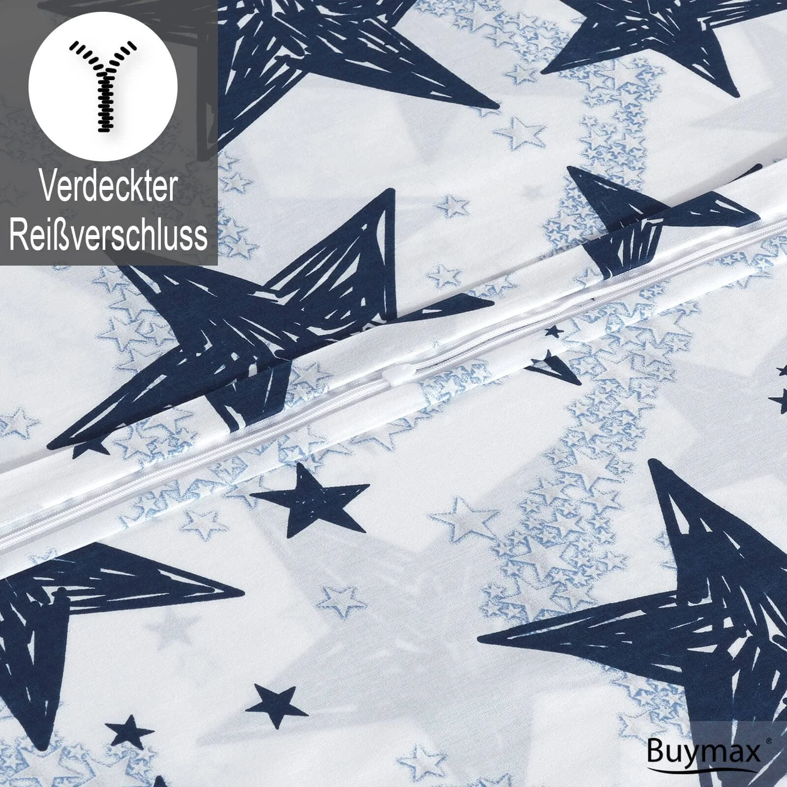 Постільна білизна Buymax 200 x 220 см + 80 x 80 см, 100% бавовна, Renforcé, Oeko-Tex, на блискавці, фото №4