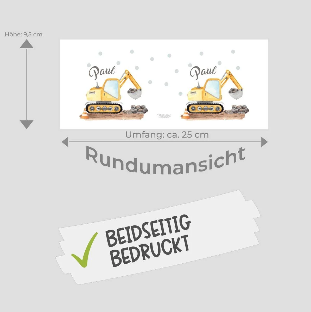 Скарбничка MIKALINO Excavator Екскаватор Керамічна Біла з ім'ям, фото №6
