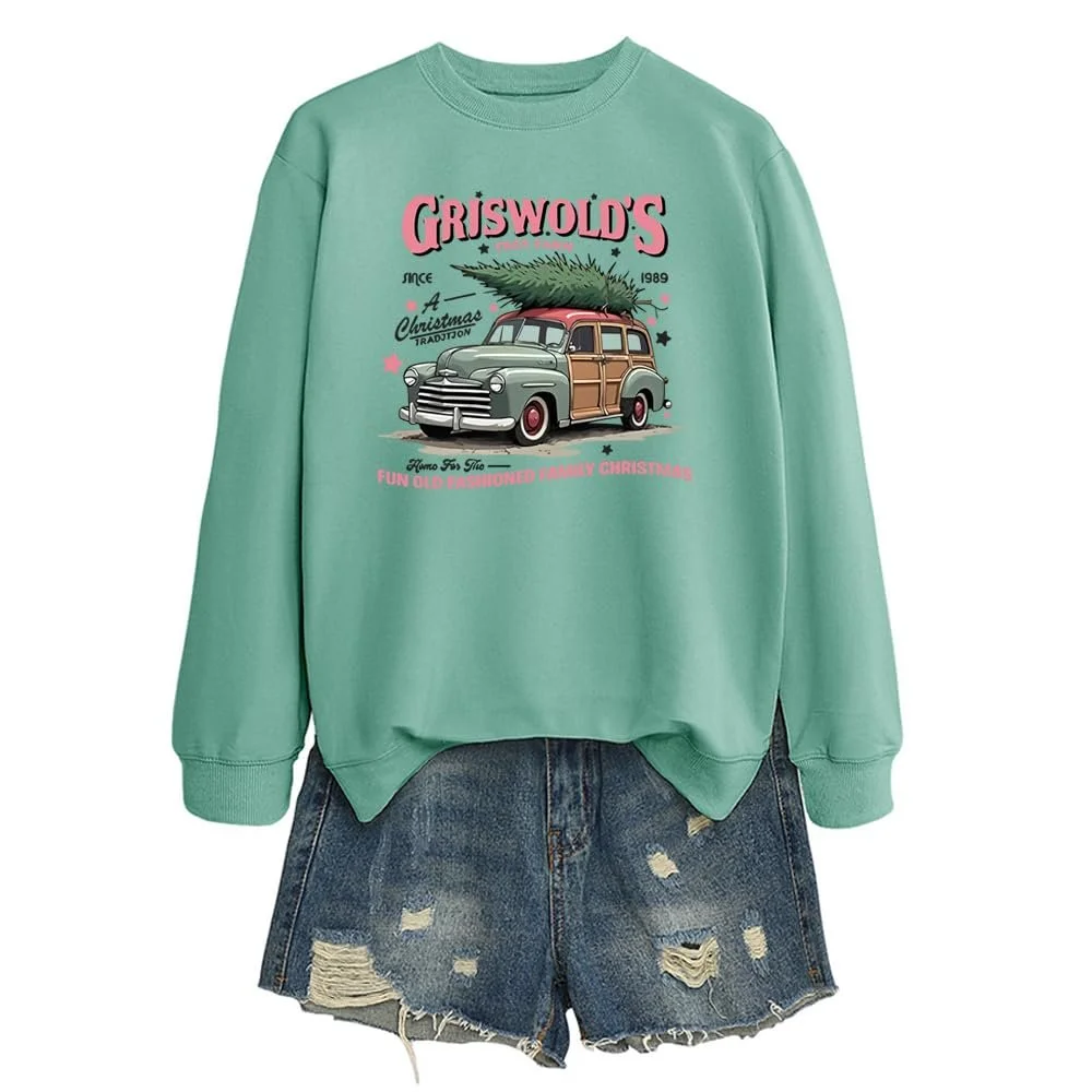 Жіночий Світшот MLZHAN Griswold's Tree Farm, Різдвяний, з довгими рукавами, фото №2