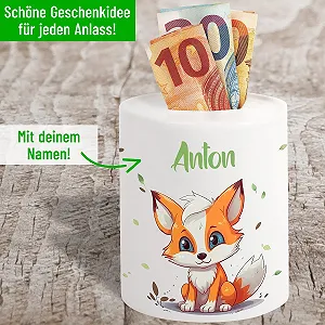 Скарбничка Лисиця та листя персоналізована керамічна synthetic.ua - Фото 1