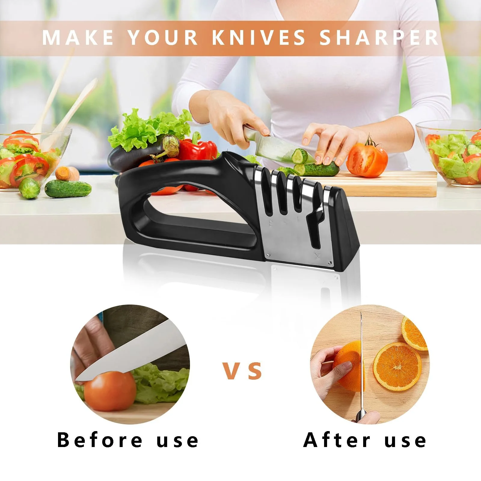 Точилка для ножів 4-in-1 Professional з ергономічною ручкою та нековзною гумою, фото №5