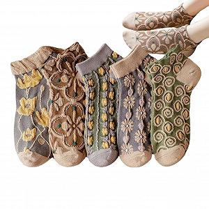 Вишиті шкарпетки для жінок з квітковим візерунком, 5 пар - Фото 1