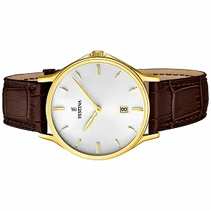 Часы Festina Аналоговые Кварцевые Мужские Ремешок Кожа, Коричневый/серебристый synthetic.ua - Фото 1